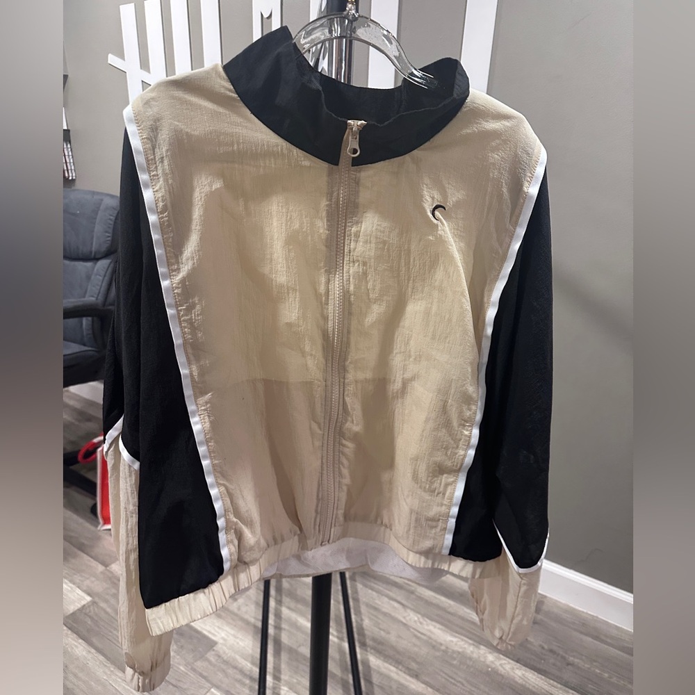 Zyia Active Women Black Tan Block Zipper Track Jacket size XL